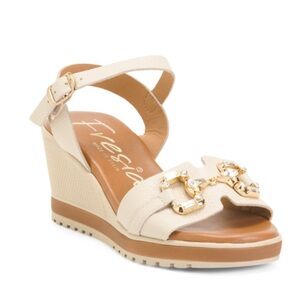 VALERIAS Made In Spain Leather One Band Sport Sole Wedge Sandals